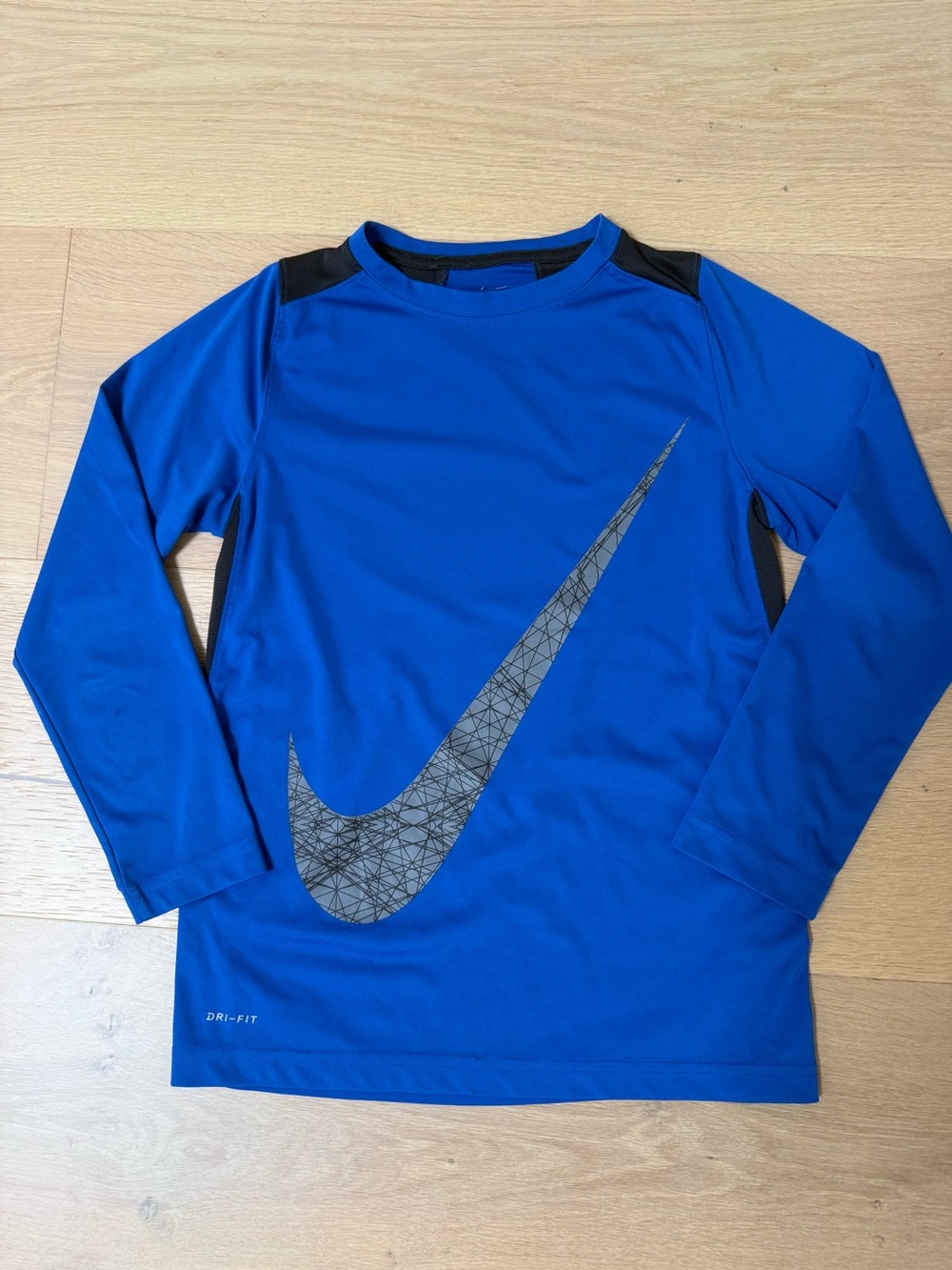 Nike Long-Sleeve Dri-FIT Tee in Bright Blue with Gray Swoosh